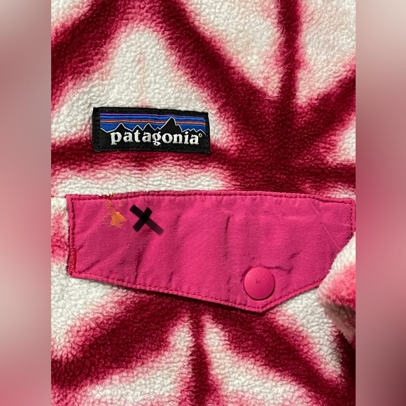 Patagonia Synchilla T-Fleece Pink & White Tie Dye Snap Button Pullover - Picture 5 of 10